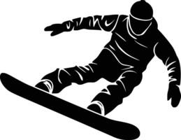 Black and white bold illustrations of a sProwboarder, isolated on white background. vector