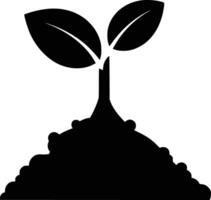 Black and white bold illustrations of a sprouting seedling, isolated on white background. vector