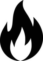 Black and white bold illustrations of a flame icon, isolated on white background. vector