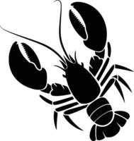 Black and white bold illustrations of a lobster underwater, isolated on white background. vector