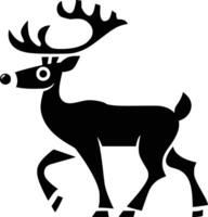 Black and white bold illustrations of a reindeer walking, isolated on white background. vector