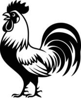 Black and white bold illustrations of a rooster crowing, isolated on white background. vector