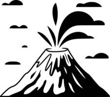 Black and white bold illustrations of a volcaPro erupting, isolated on white background. vector