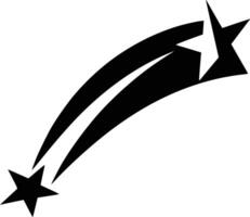 Black and white bold illustrations of a shooting star, isolated on white background. vector