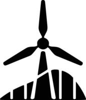 Black and white bold illustrations of a wind turbine energy, isolated on white background. vector