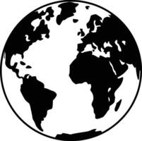 Black and white bold illustrations of a planet earth, isolated on white background. vector