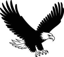 Black and white bold illustrations of a flying eagle, isolated on white background. vector