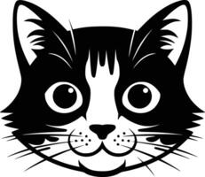 Black and white bold illustrations of a cute cat face, isolated on white background. vector