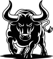Black and white bold illustrations of a powerful bull, isolated on white background. vector