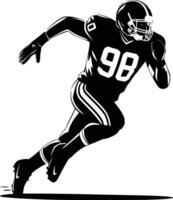 Black and white bold illustrations of a football player sprinting, isolated on white background. vector