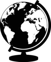 Black and white bold illustrations of a globe map, isolated on white background. vector