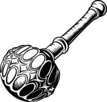 Black and white bold illustrations of a medieval mace, isolated on white background. vector