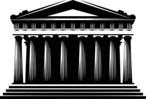 Black and white bold illustrations of a ancient temple, isolated on white background. vector