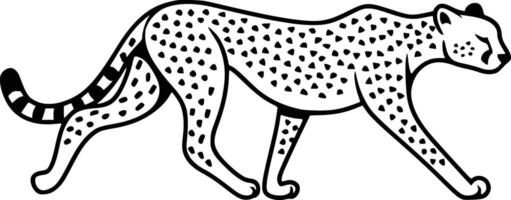 Black and white bold illustrations of a fast cheetah, isolated on white background. vector