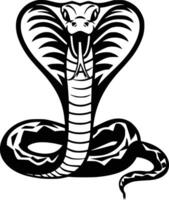 Black and white bold illustrations of a fierce cobra, isolated on white background. vector