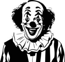 Black and white bold illustrations of a laughing clown, isolated on white background. vector