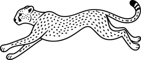 Black and white bold illustrations of a cheetah sprinting, isolated on white background. vector