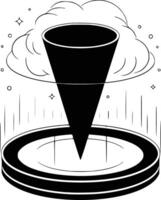 Black and white bold illustrations of a hologram projection, isolated on white background. vector