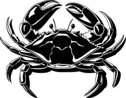 Black and white bold illustrations of a crab on beach, isolated on white background. vector