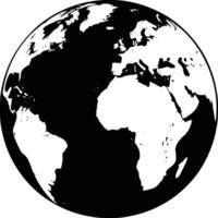 Black and white bold illustrations of a earth from space, isolated on white background. vector