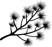 Black and white bold illustrations of a tree branch, isolated on white background. vector