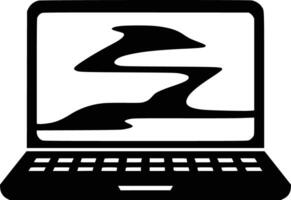 A laptop computer with a wave on the screen vector