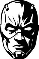A black and white drawing of a man with a mask vector