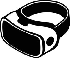 A black and white image of a virtual reality headset vector