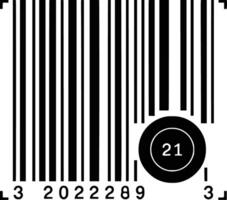 A barcode with the number 21 on it vector