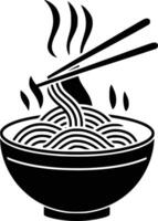 Chopsticks and noodles in a bowl vector