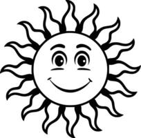 Sun smiling face coloring pages vector
