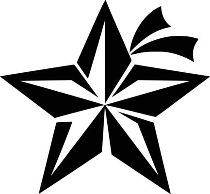 Star with bow clip art