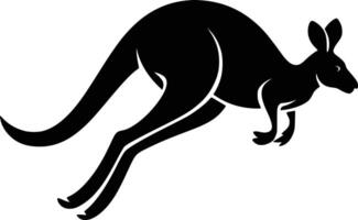 A black and white silhouette of a kangaroo vector