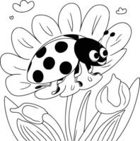 Ladybug coloring pages for kids vector