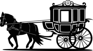 A horse drawn carriage with a carriage in the background vector