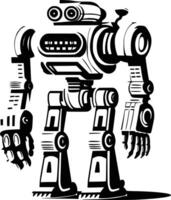 A robot in black and white on a white background vector