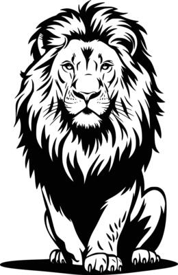 Lion standing on white background