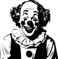 A black and white drawing of a clown vector