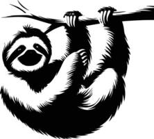 Sloth hanging on tree branch vector