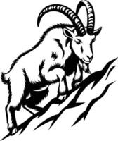Goat on the mountain silhouette vector