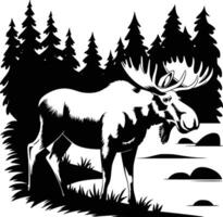 Moose in the forest illustration vector