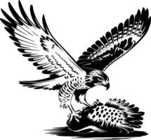 An eagle with its wings spread out and a bird vector
