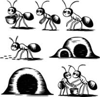 Ant hill and white isolated background vector