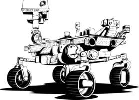An illustration of a rover on the surface of mars vector