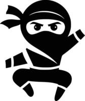 A black and white silhouette of a ninja and white isolated background vector
