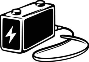 A black and white drawing of a battery vector