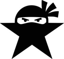 A black and white star with a ninja face vector