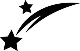 A black and white star with a shooting star white isolated background vector