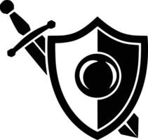 A shield and sword with a black and white background vector