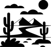 A desert landscape with cactus and mountains vector